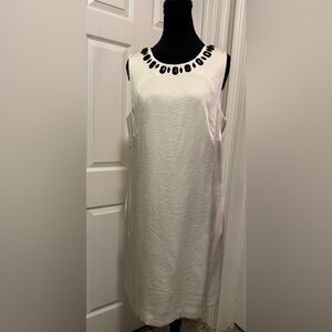 Banana Republic White Midi Dress with Black Accents